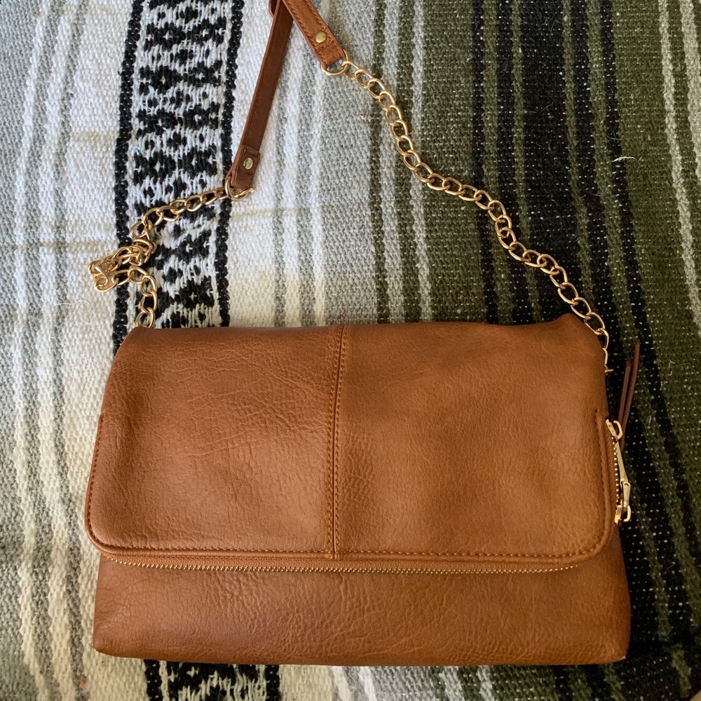 camel colored crossbody / clutch